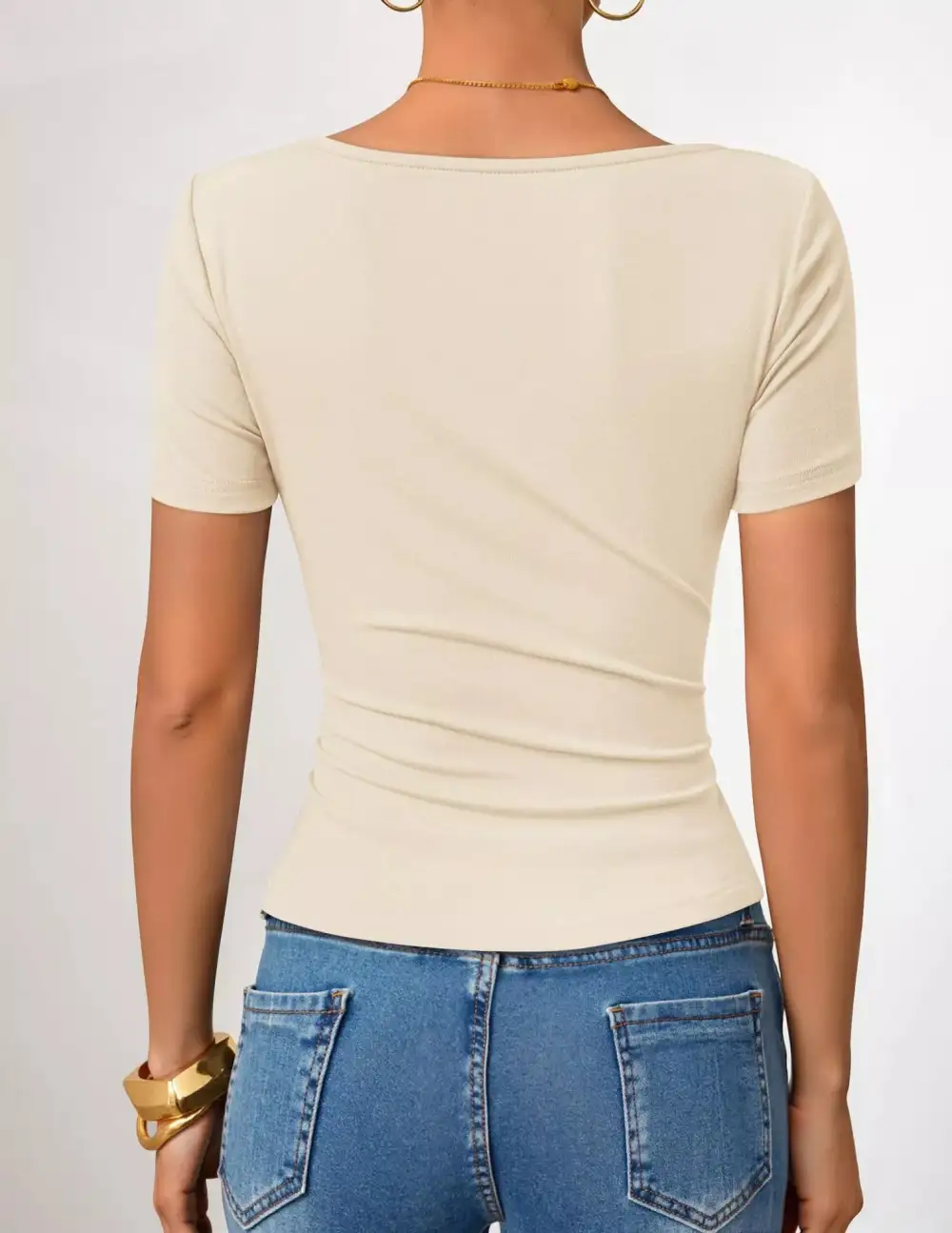 Asymmetrical Neckline Fitted T Shirt