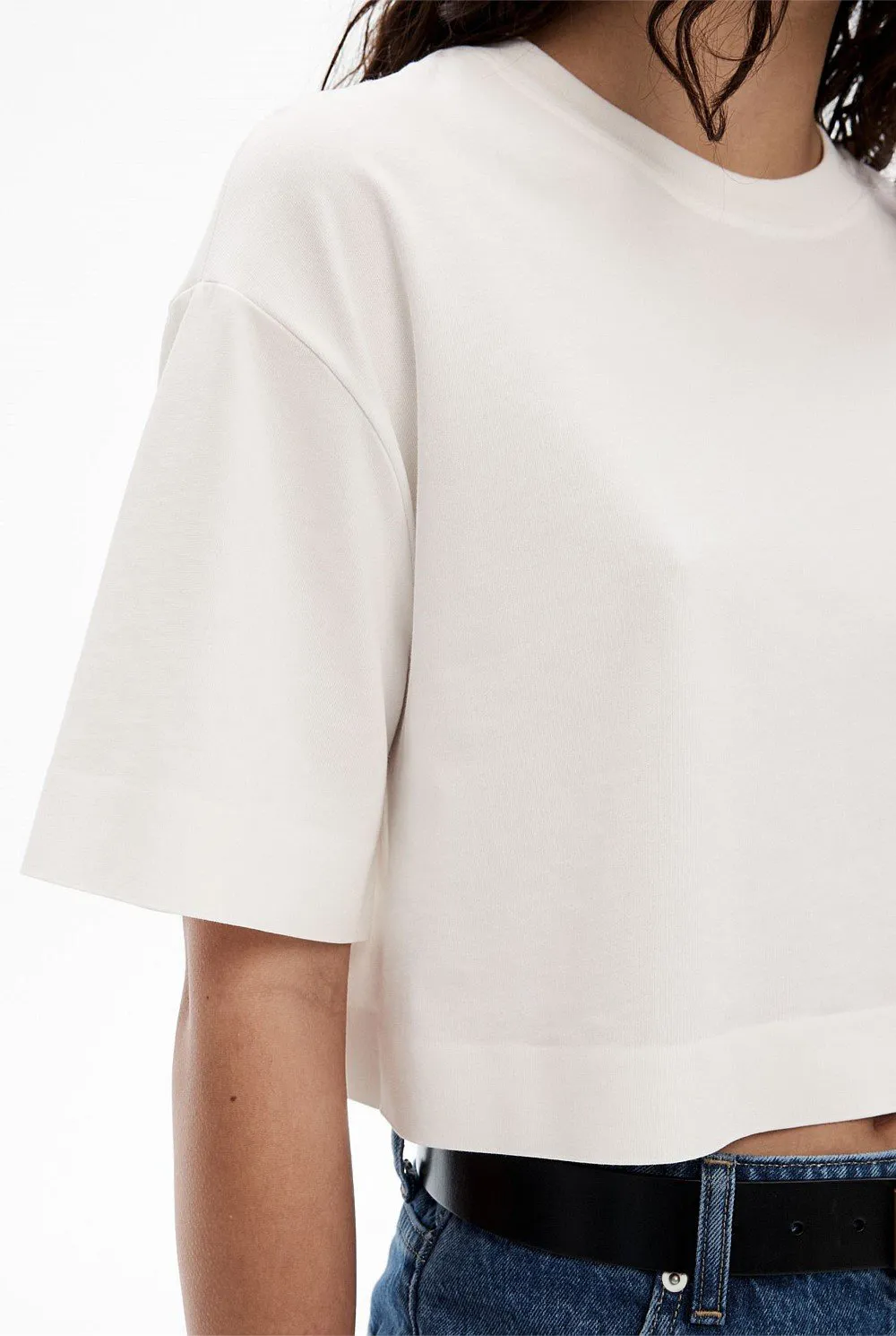 Solid-Color Crop Top Casual T-Shirt