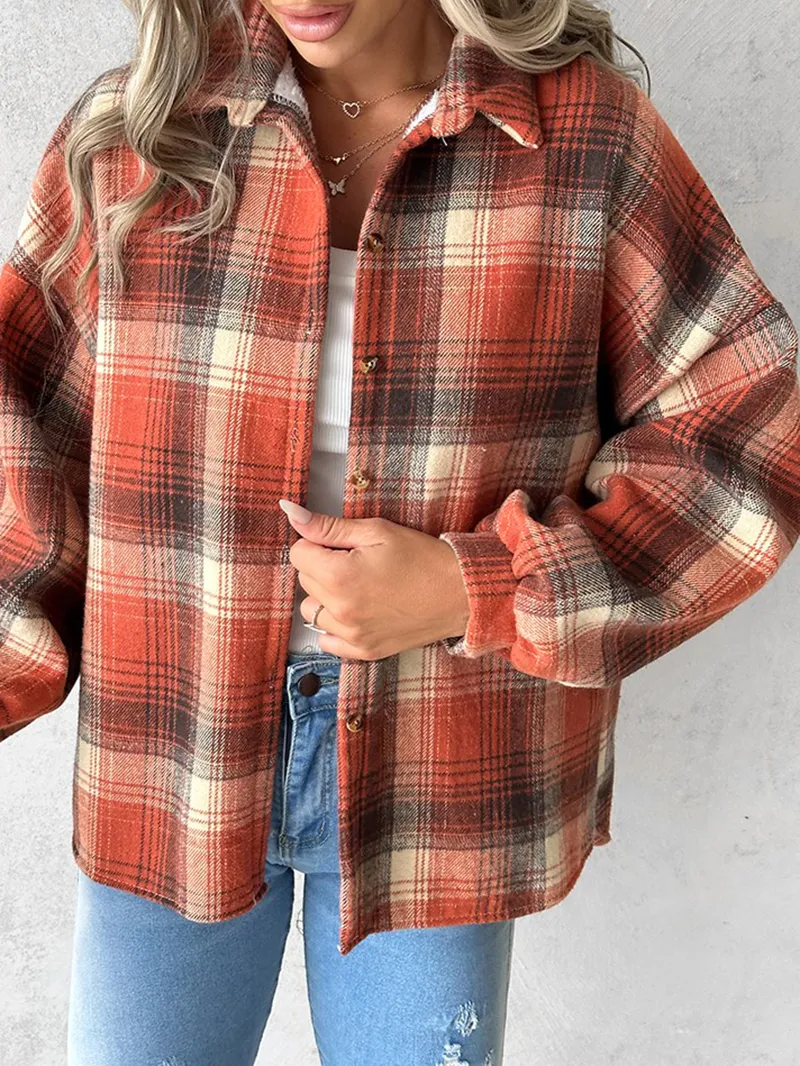 Casual thick plaid women's jacket