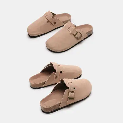 Buckle Suede Slides