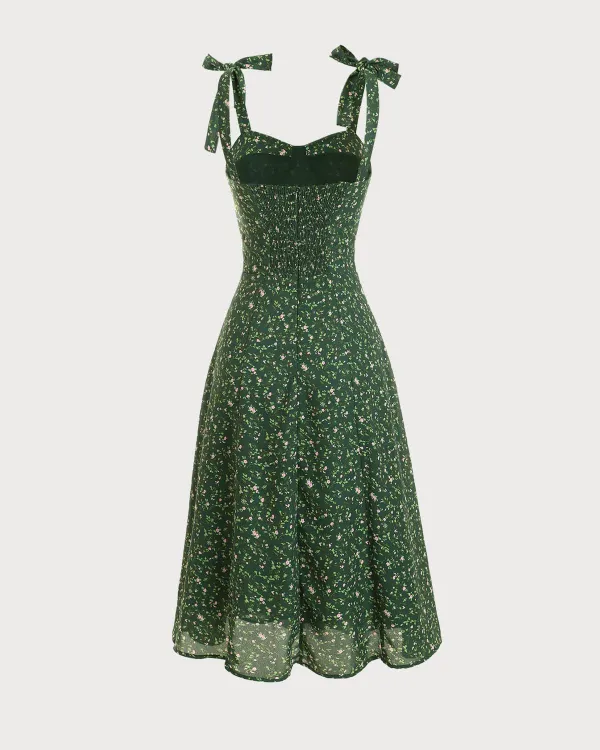 Floral Print Green Dress
