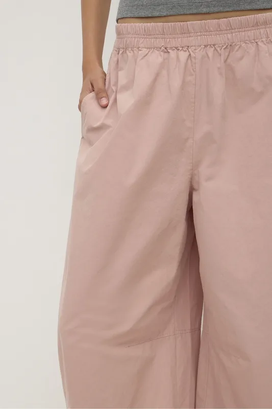 Pink Voluminous Cotton Barrel-Leg Pant