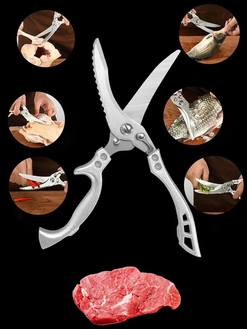 (Store Closing Sale) Heavy Duty Stainless Steel Kitchen Scissors,Multipurpose Ultra Sharp Utility Scissors, Professional Poultry Shears for Bone, Chicken, Meat, Fish, Turkey,Vegetables,Barbecue Scissors.