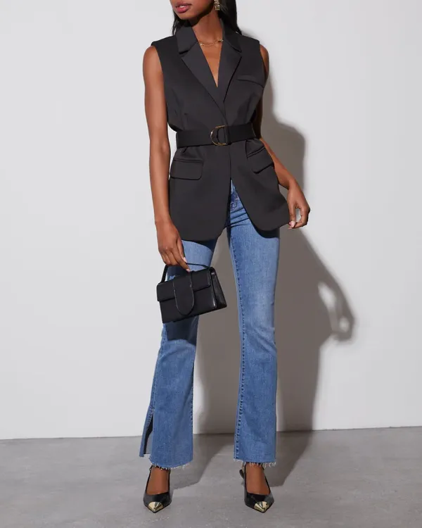 Stylish Solid Color Blazer Vest