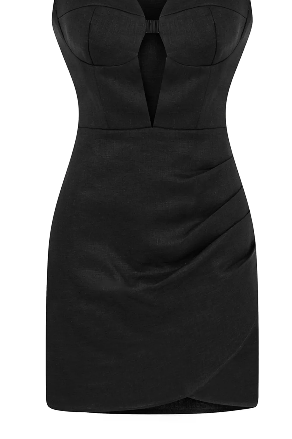 Straight Neck Mini Dress-White