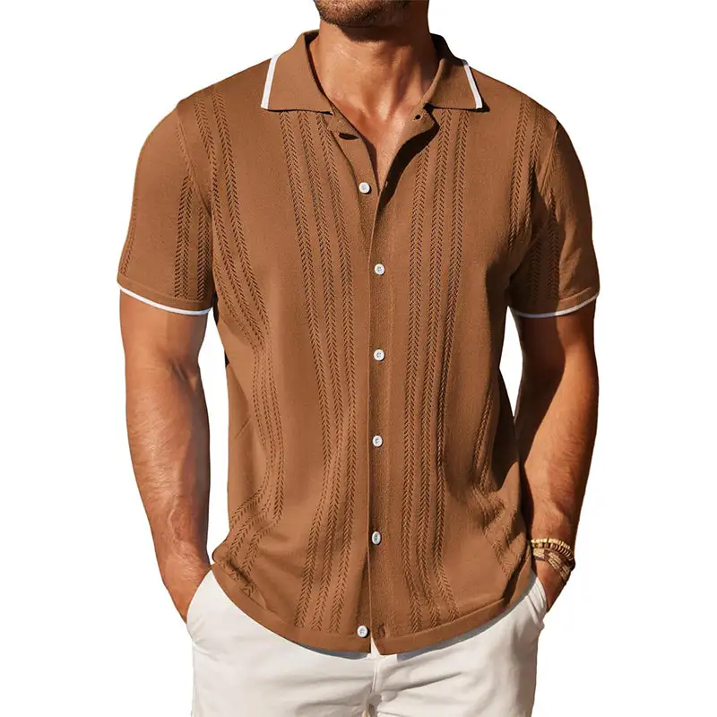 Polished Short Sleeve Collared Knit Shirt