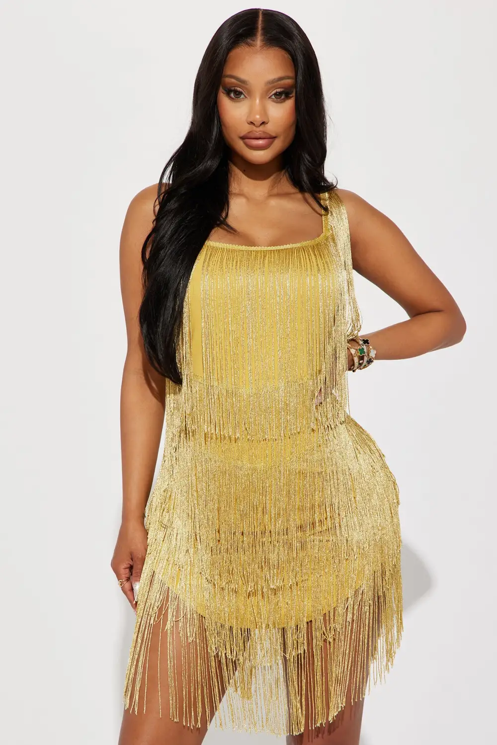 Shake It Up Mini Dress - Gold