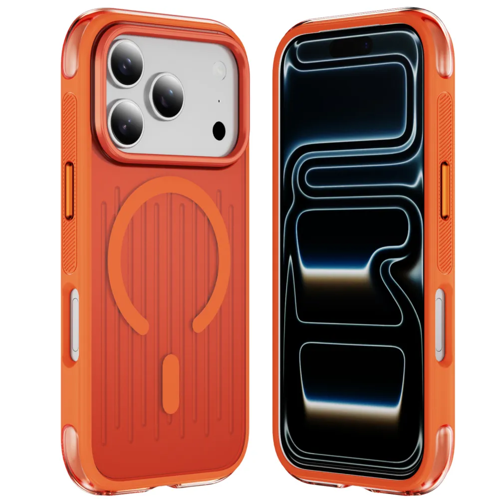Magnetic Business Airbag Anti-Drop Premium iPhone 18 Case, Suitcase Stripe Design, Apple Compatible