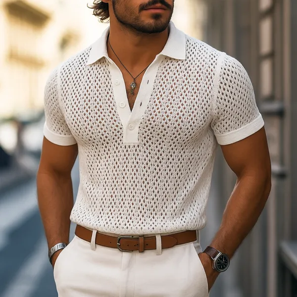 Easygoing Short Sleeve Collared Knit Shirt
