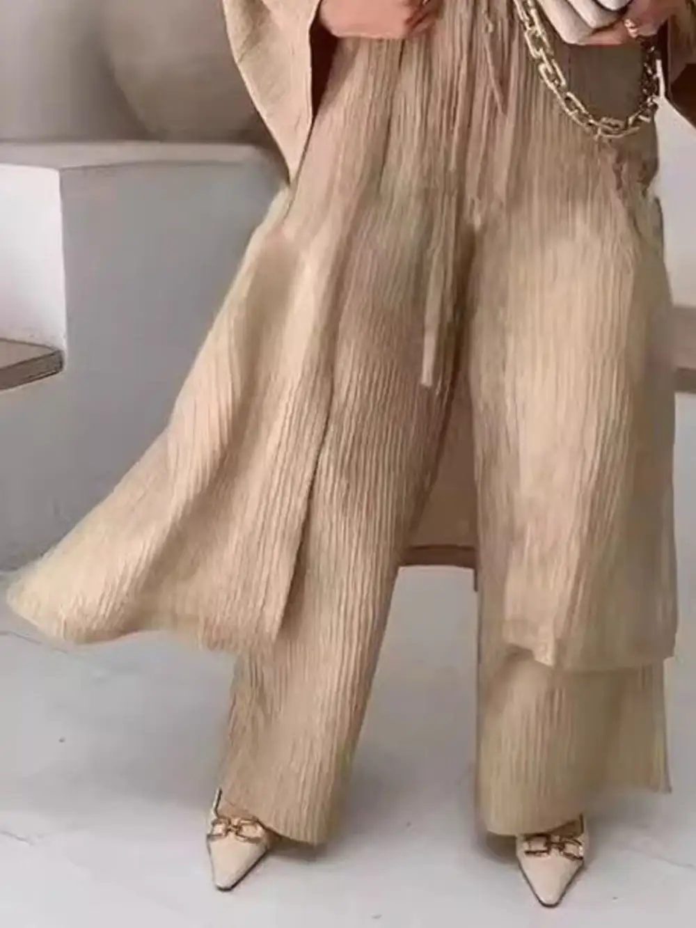 Textured Knit Cardigan and Pants Set