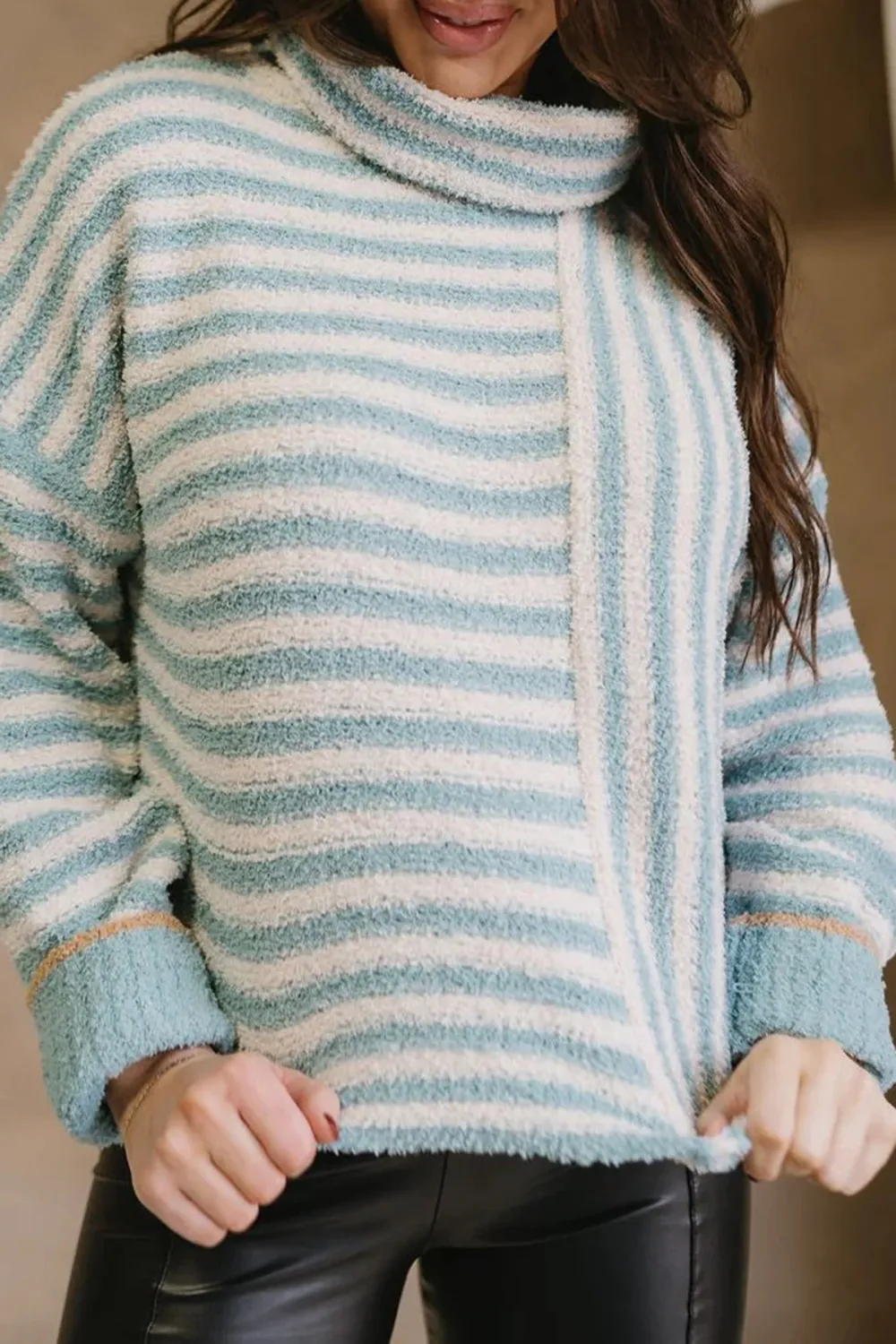 Striped High Neck Sweater