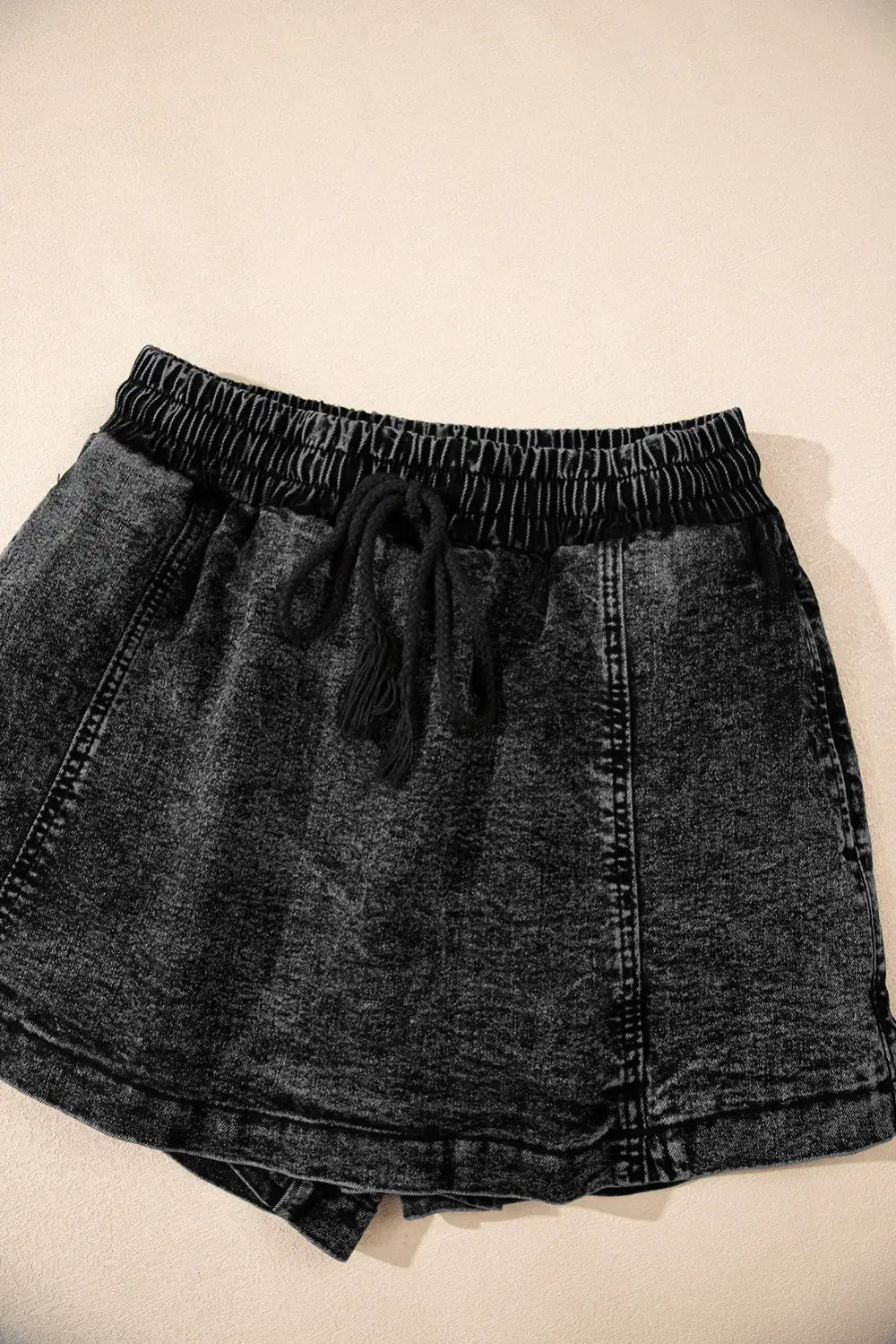 Drawstring High Waist Pocketed Denim Shorts