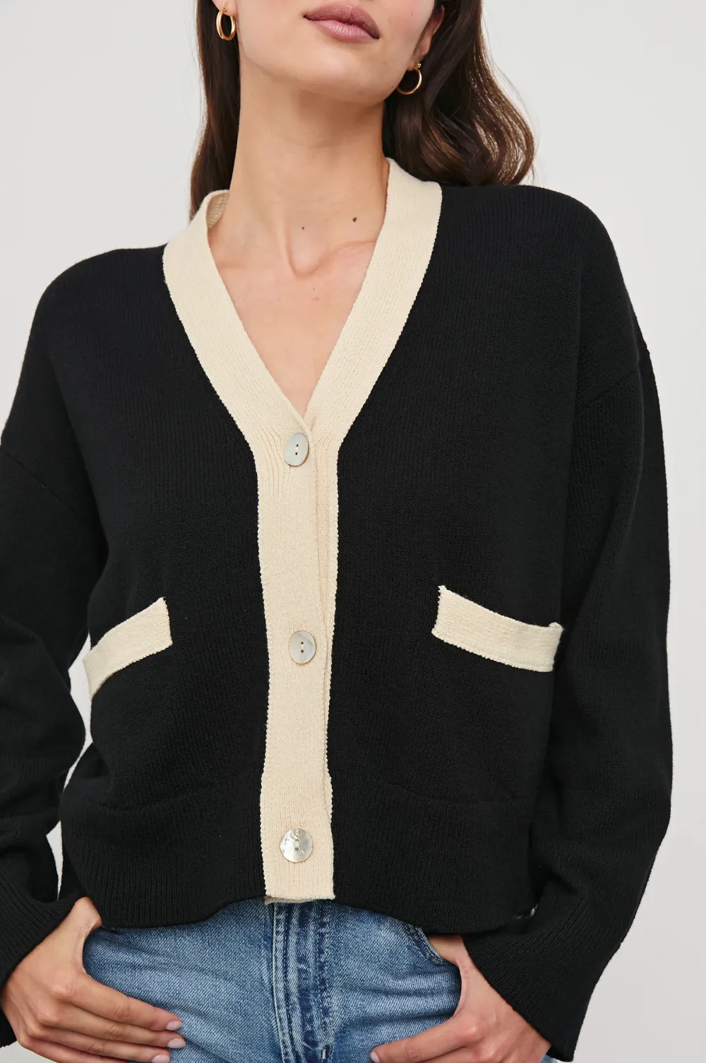 V-Neck Solid-Color Plush Warm Cardigan