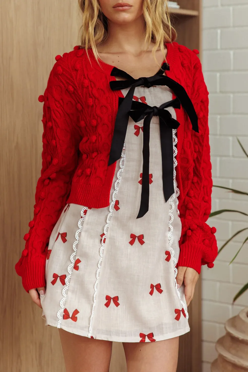 Sweet Tie Bow Women's Loose Jacket
