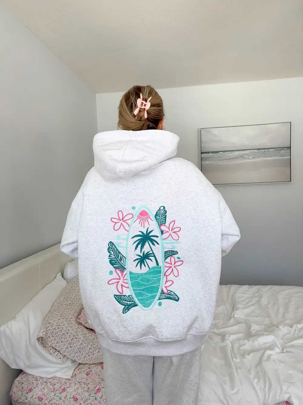 Surfing the Waves Embroider Hoodie
