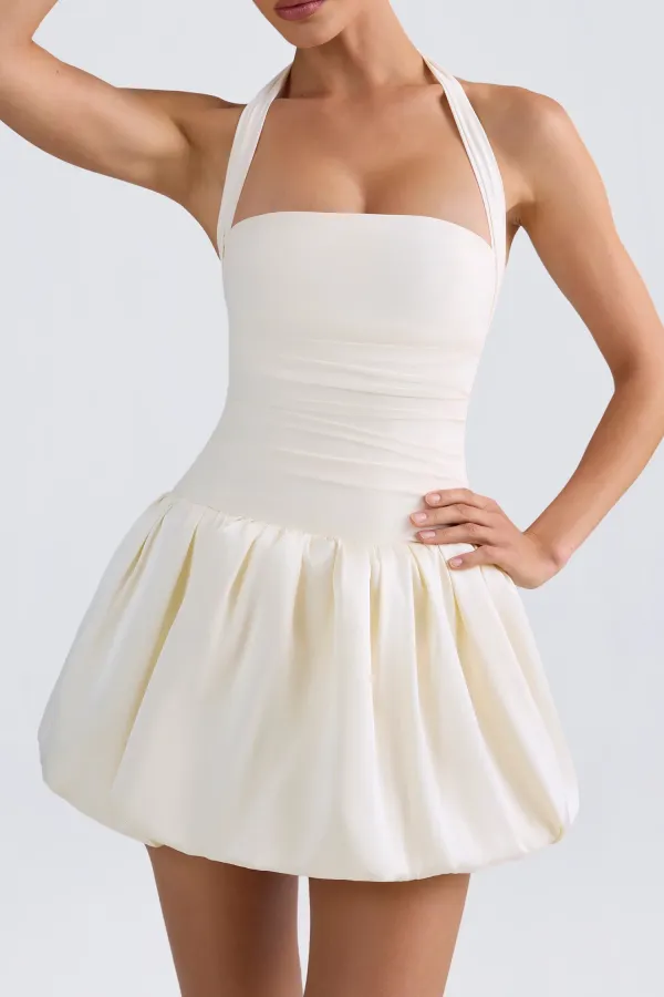 Playful Mini Bubble Skirt Halter Neck Dress