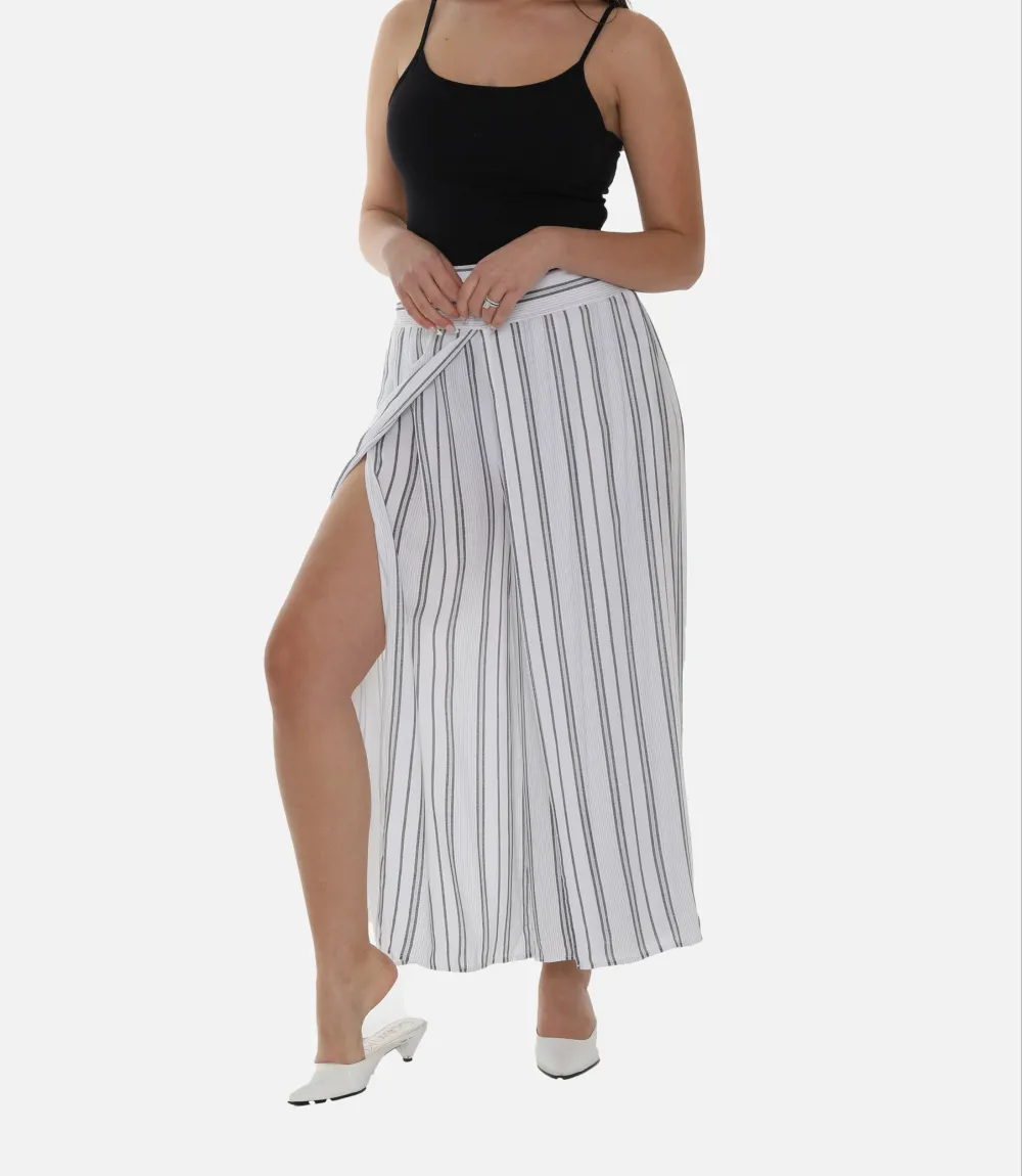 S Striped Split Wide Leg Pants