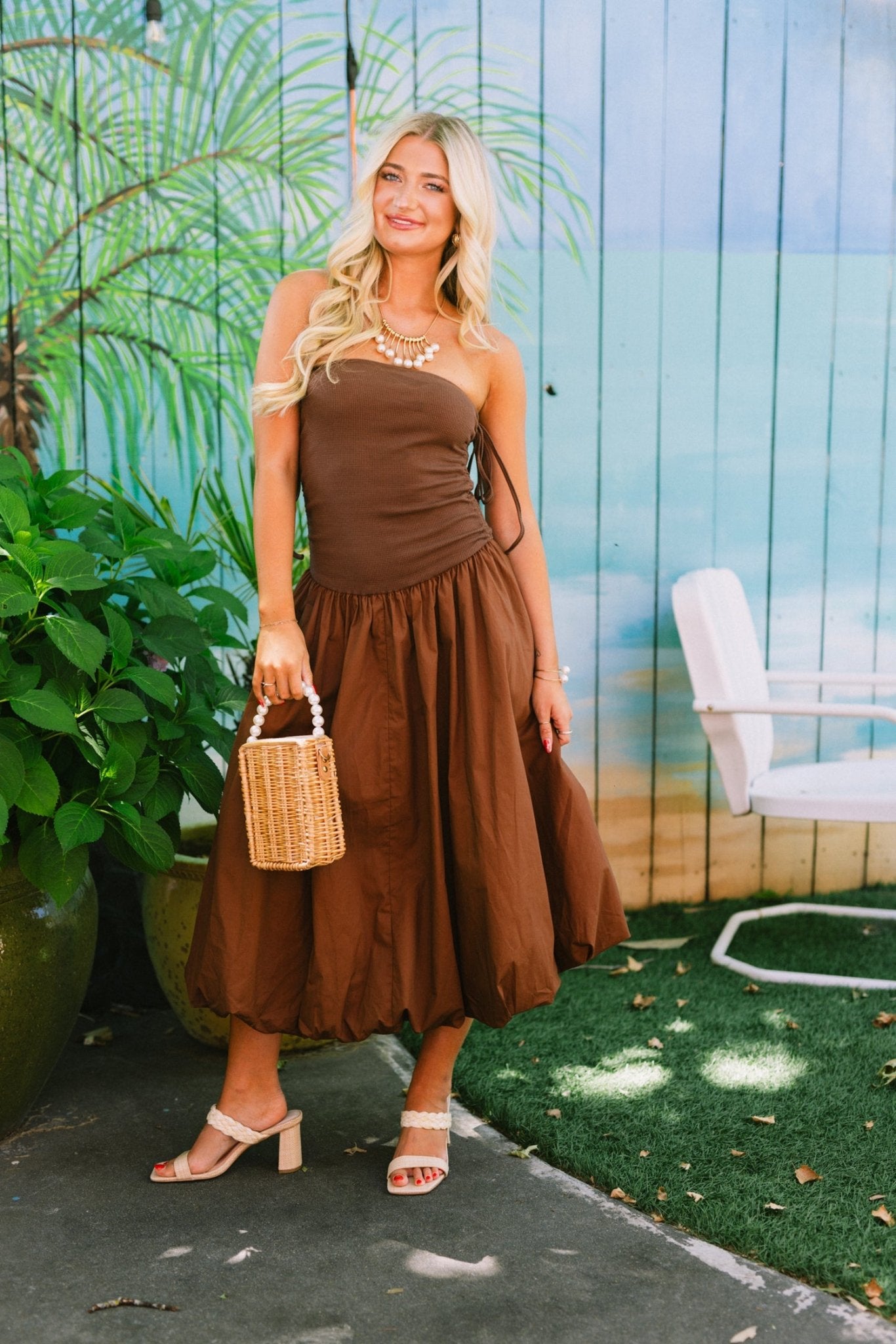 One Of A Kind Midi Dress, BROWN