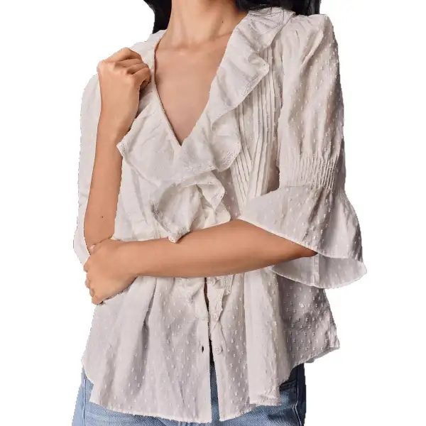 Jacquard Ruffle Edge Shirt