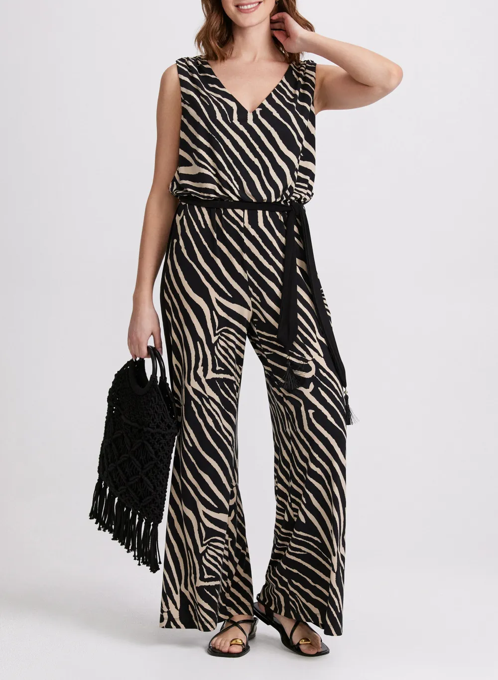 Wide-Leg Jumpsuit With Zebra Stripes