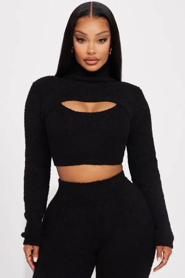 Feeling Cozy 3 Piece Pant Set - Black