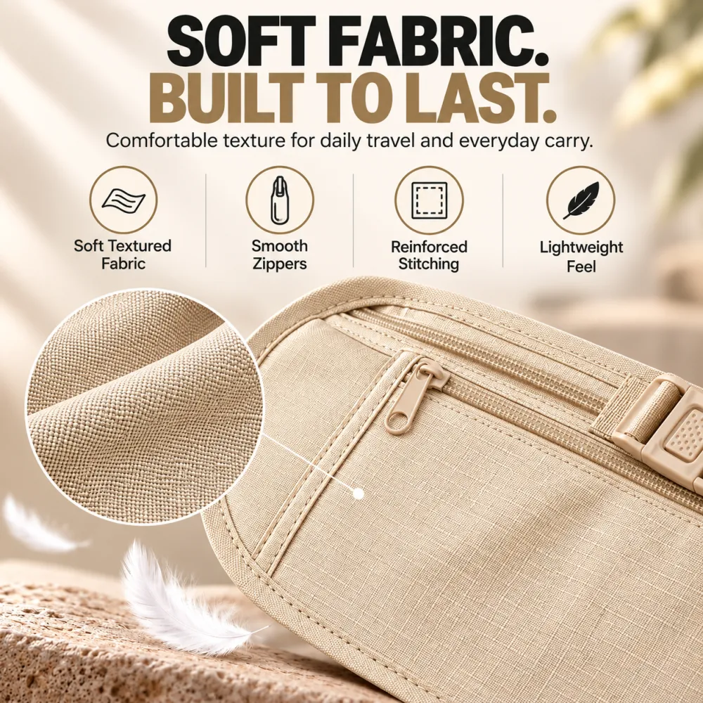 Ultra-Thin Anti-Theft Travel Wallet with Hidden Waist Strap