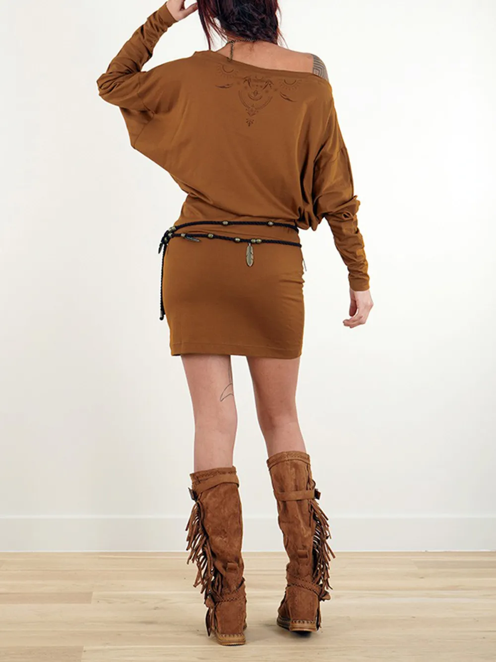 Batwing Sleeves Short Dress