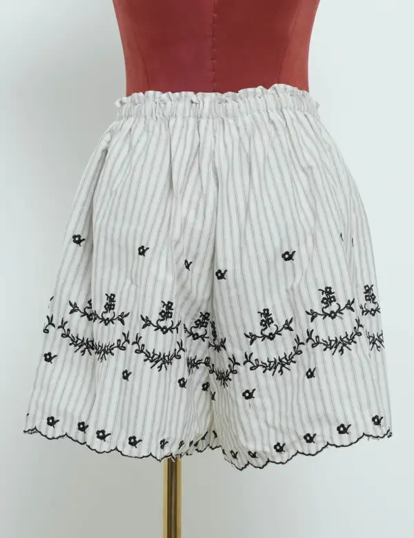 Embroidered Eyelet Wide Leg Shorts