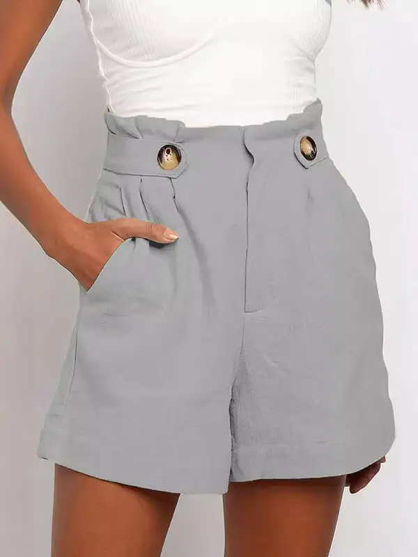 Hoog Getailleerde Losse Geplooide Shorts Met Split Joint