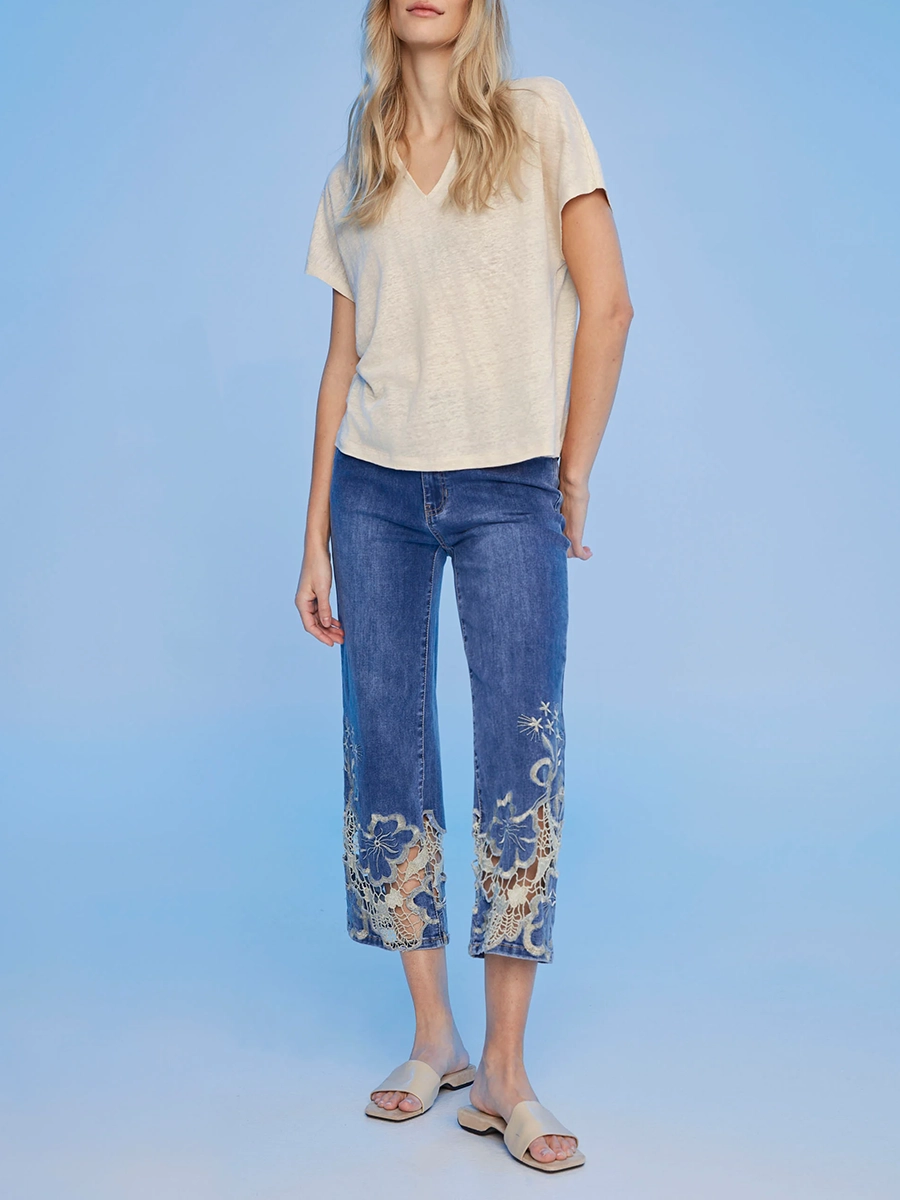 Designer Art Hollow Cotton Jeans
