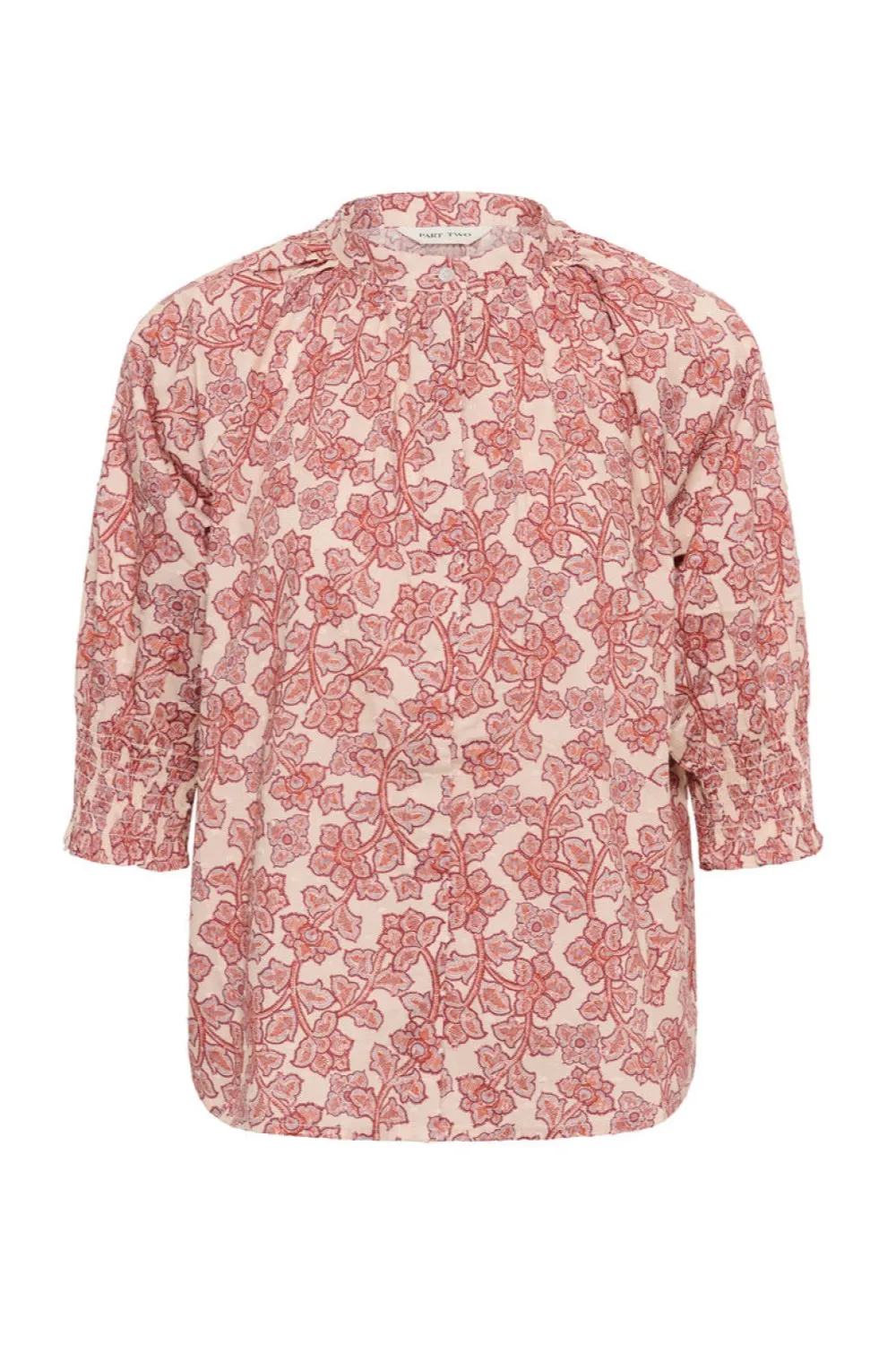 Leaf Print Floral Cotton Blouse