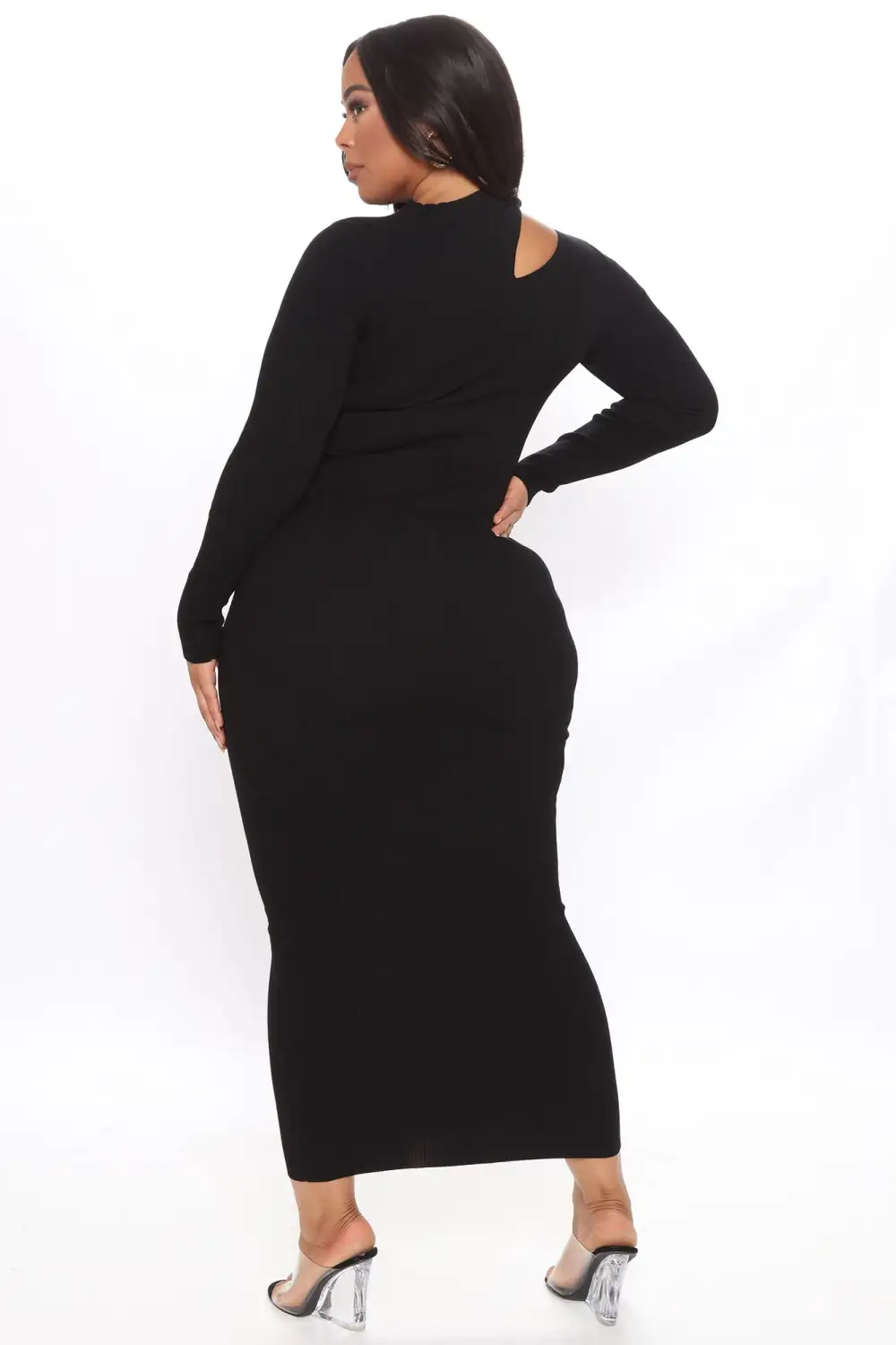 Making The Cut Midi Sweater Dress - Black