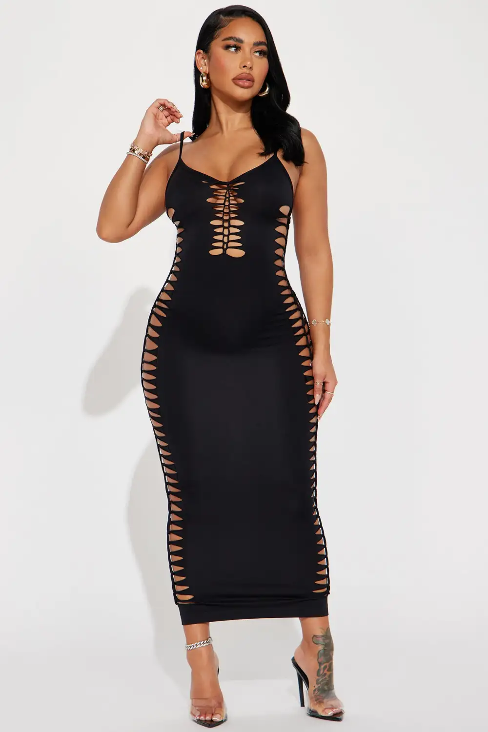 Bailey Braided Midi Dress - Black