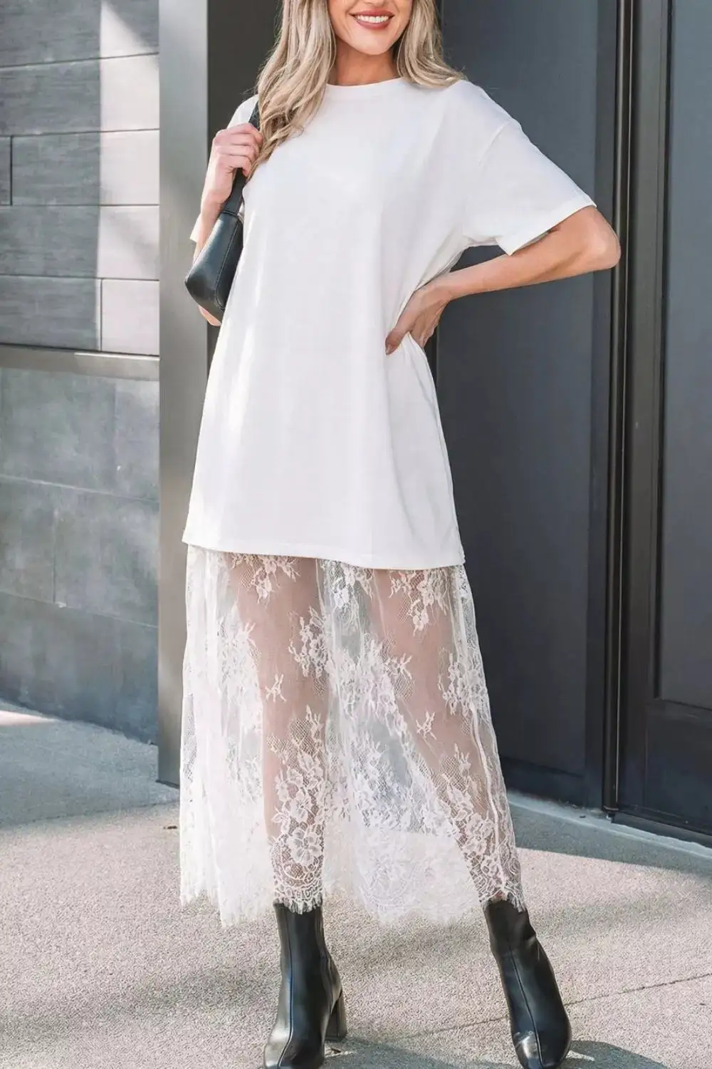 Patchwork Lace Shirt Dress