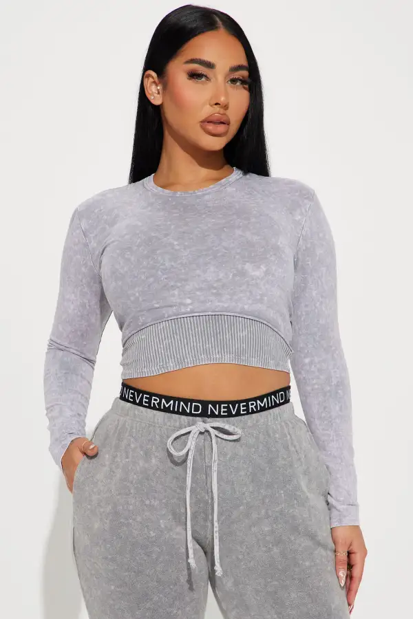 First Sight Mineral Wash Jogger Set - Grey