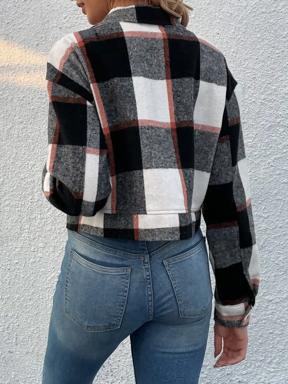 GYPSY-Plaid Button Up Cropped Jacket