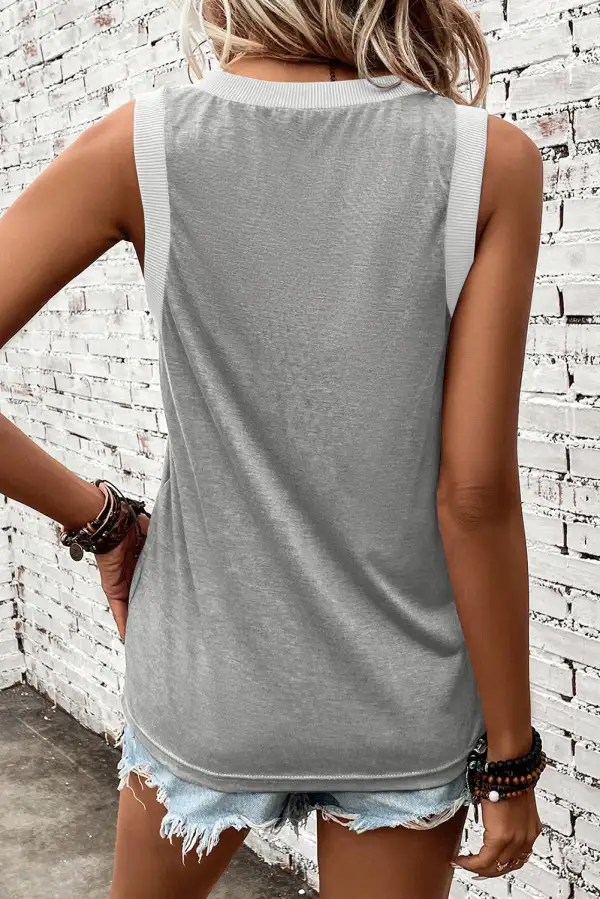 Ribbed V Neck Tank Top
