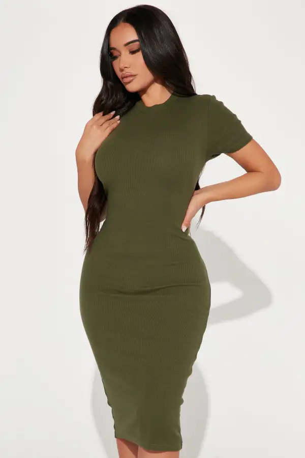 Kacey Knit Midi Dress - Olive