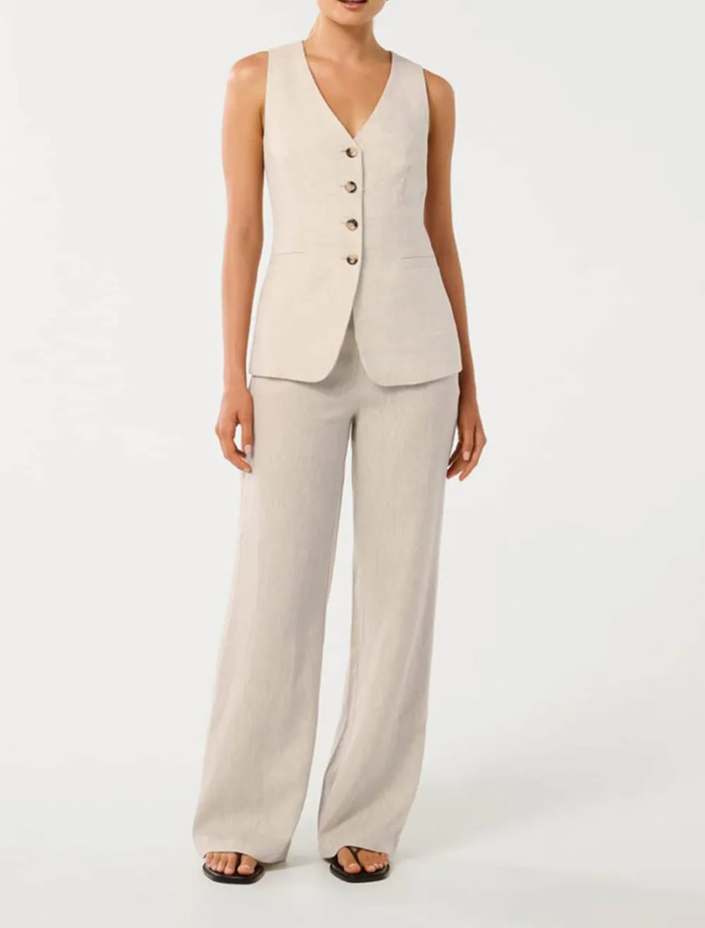 Linen Wide-Leg Pants