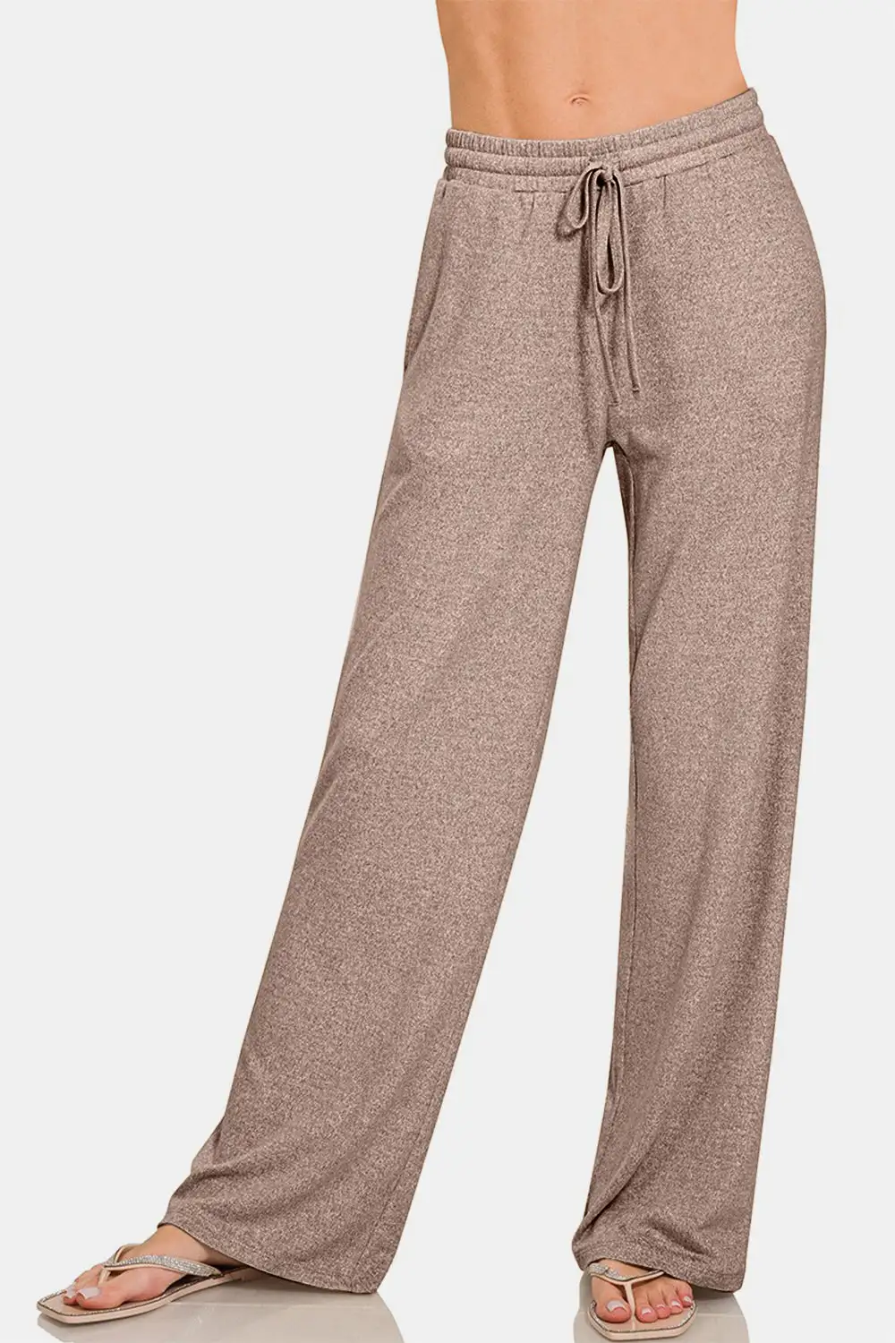 Drawstring Wide Leg Pants With Side Pockets