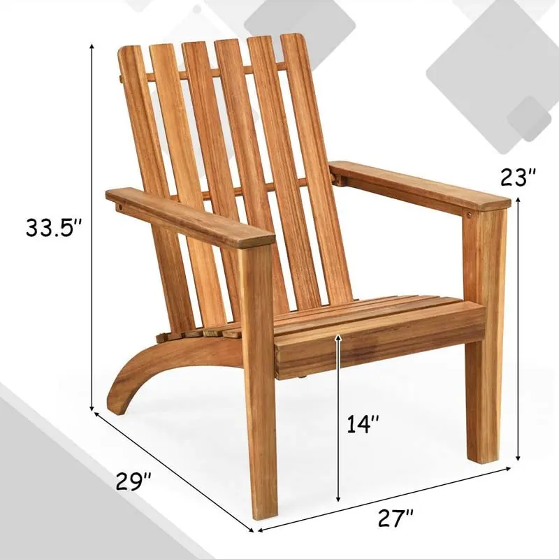 Outdoor Patio Acacia Wood Adirondack Lounge Chair