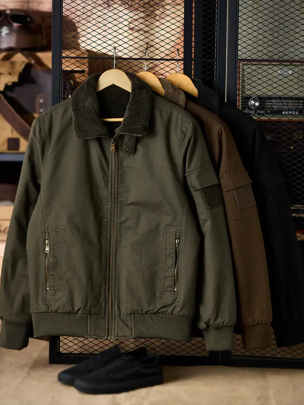 Men'S Fleece Lined Zip Front Bomber Jacket