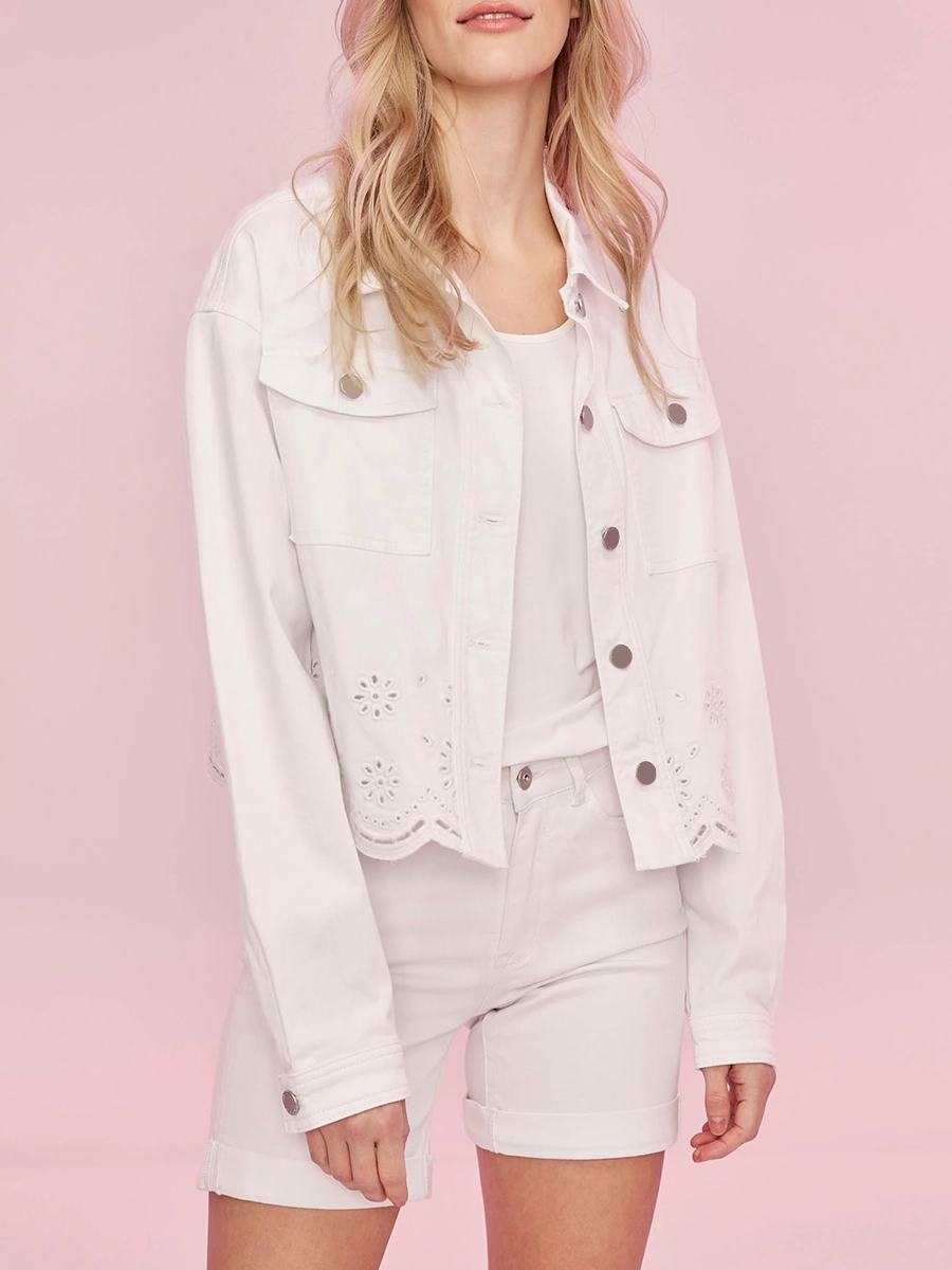 Pure Cotton Art Hollow Women's White Coat