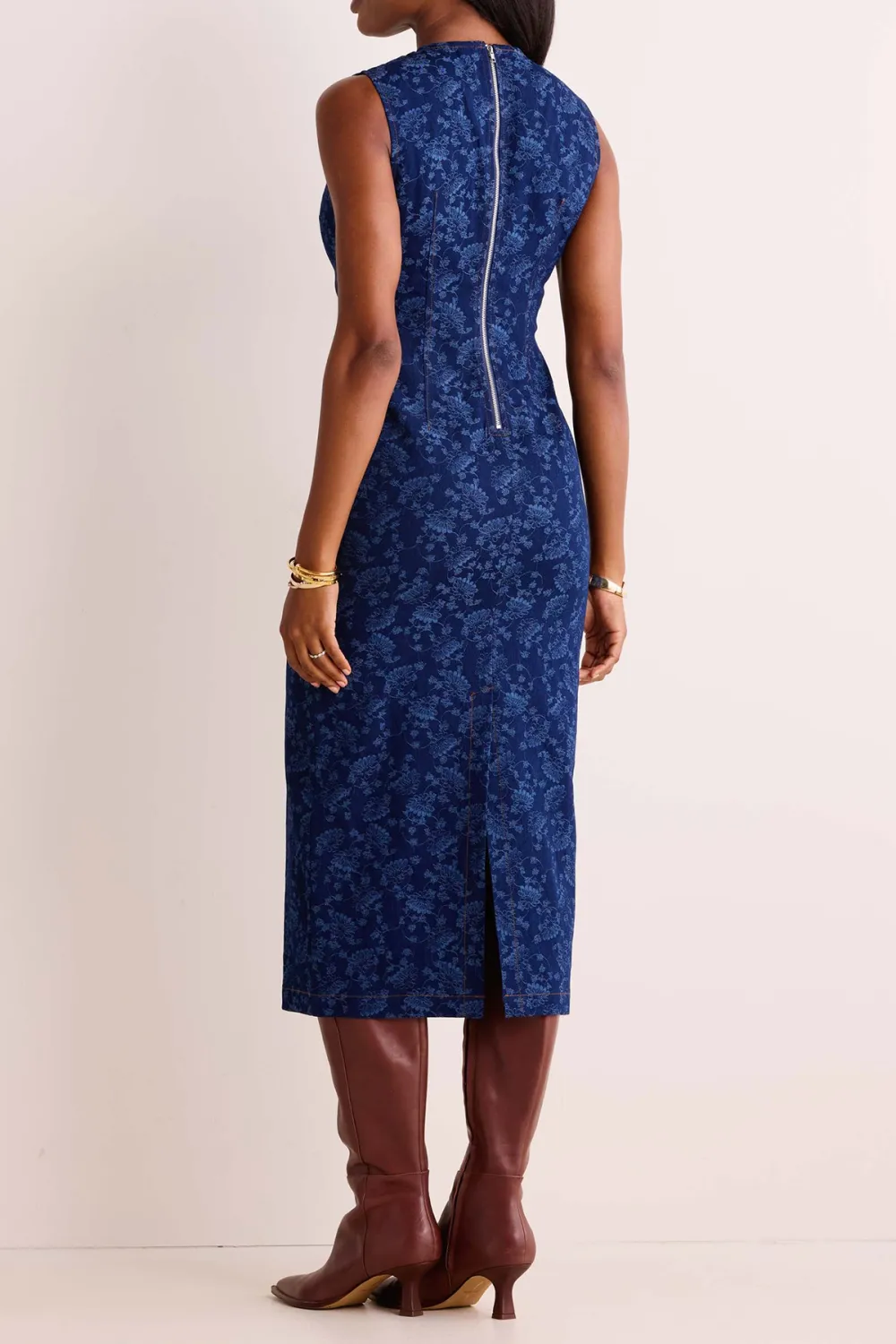 Royal Blue Sleeveless Fitted Midi Dress