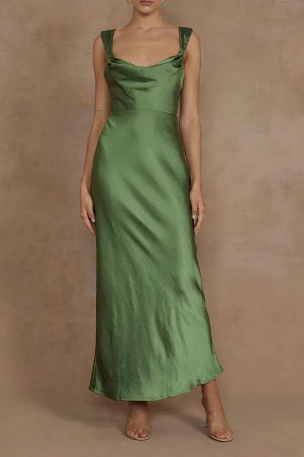 White Silky Fabric Gown Midi Dress
