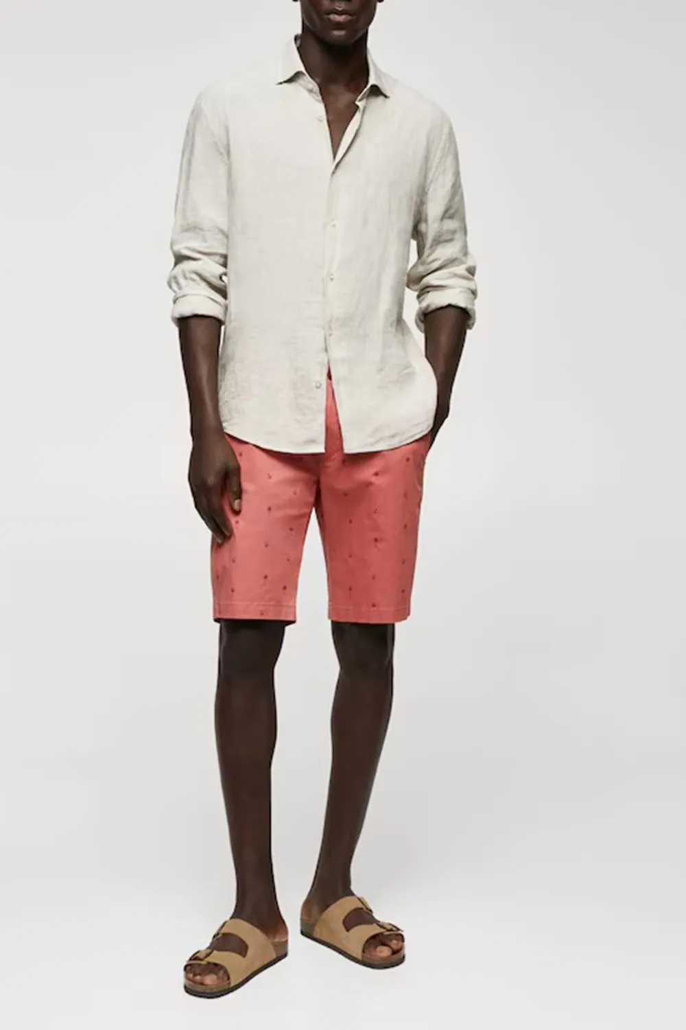 Slim-Fit Cotton Micro-Print Shorts