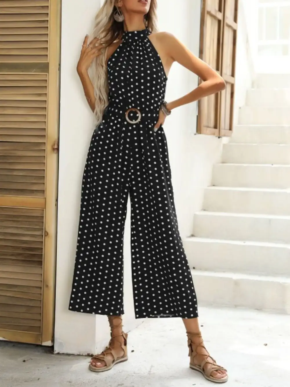 Modern Wide Leg Halter Jumpsuit