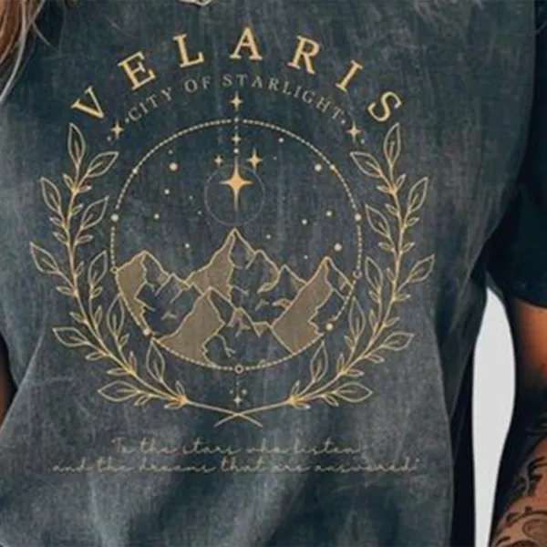 Women's Velaris Round Neck Washed Short Sleeve T-Shirt