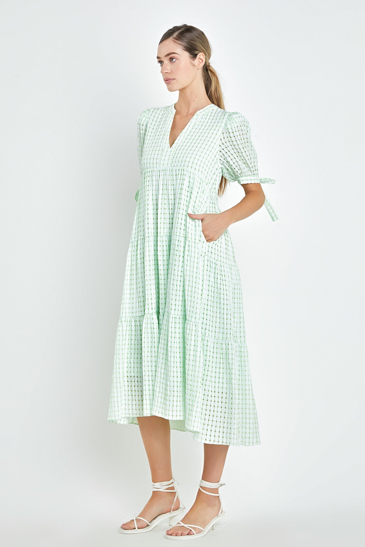 Gingham Tiered Midi Dress