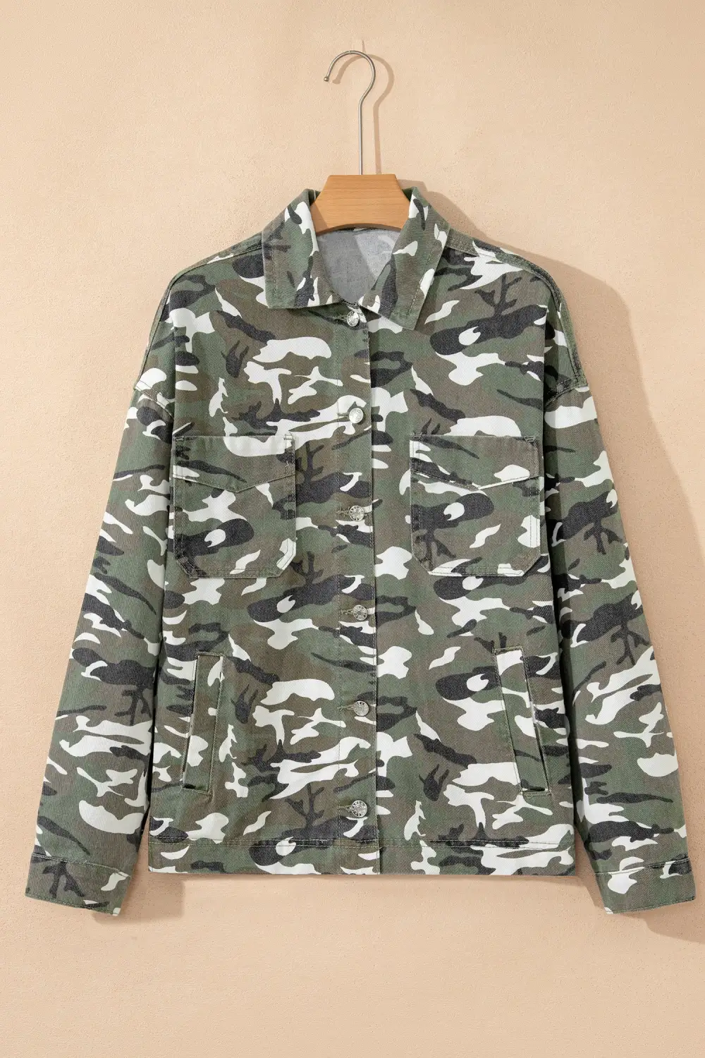 Camo Chest Pocket Relaxed Denim Jacket